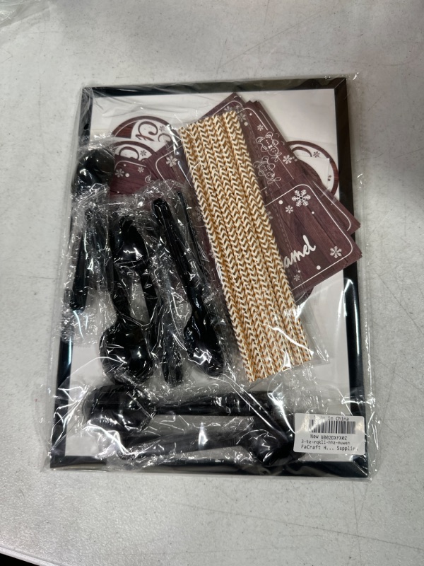Photo 1 of FaCraft Hot Chocolate Bar Kit Luxury Supplies -Sign Labels Tags,Table Cards,Spoons and Straws for Holiday Christmas Hot Chocolate Party Supplies Luxury,Wood Grain