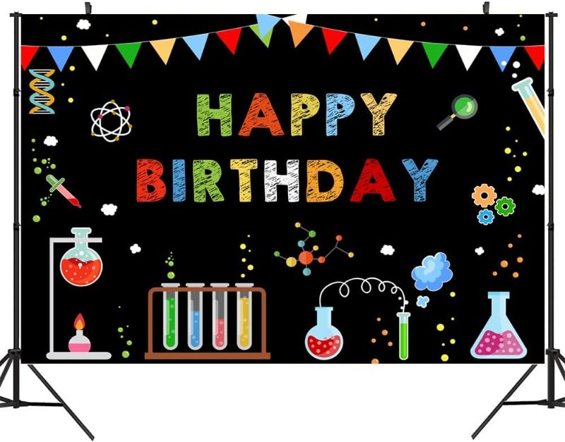 Photo 1 of 9×6ft Chemical Science Kids Birthday Backdrop Kids Subject Birthday Photography Background