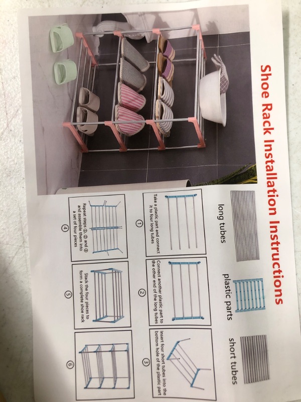 Photo 2 of 4-layer Stackable Small Shoe Rack Suitable For Lightweight Shoe Rack Storage Boxes At Entrances Corridors And Closets, Multi-functional Sturdy Shoe Rack (Pink)