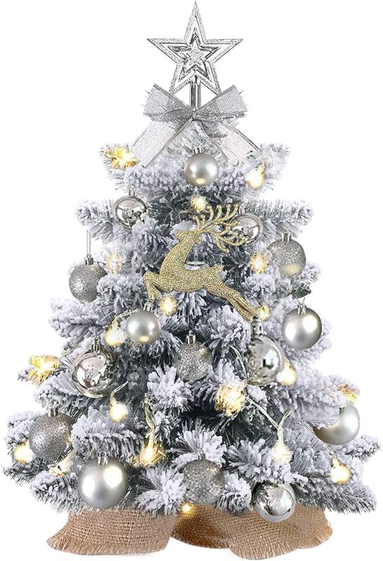 Photo 1 of 
Mini Christmas Tree with Lights,24In/2ft Snow Flocked Pre-lit Tabletop Christmas Tree with 19 Decorations,Artificial Small Christmas Tree -for Table Desk...
Color:Flocking
