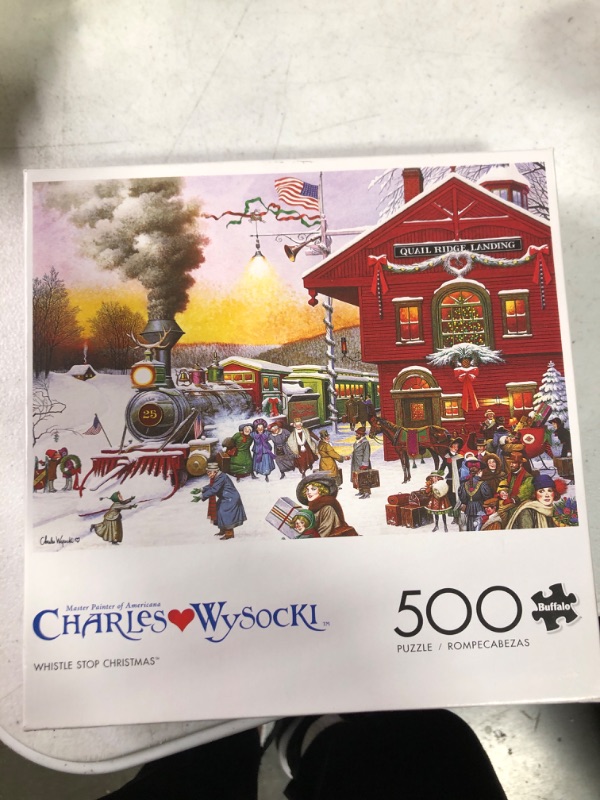 Photo 1 of Buffalo Games Puzzles Buffalo Games - Charles Wysocki - Whistle Stop Christmas - 500 Piece Jigsaw Puzzle Red, Violet, Green, 21.25L X 15W