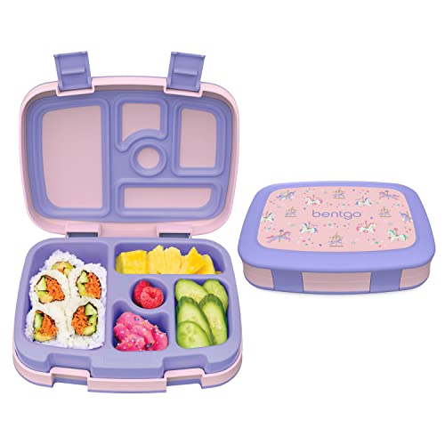 Photo 1 of Bentgo Kids Prints Leak-Proof 5-Compartment Bento-Style Kids Lunch Box - BPA-Free Dishwasher Safe Food-Safe Materials (Carousel Unicorns)