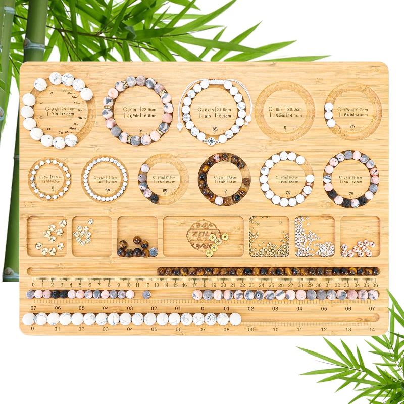 Photo 1 of Bracelet Bead Board?Wooden Bead Tray for Jewelry Making Bracelet Ideal for Beginners and Professionals 15.3X 11.2 x 0.5 Inches