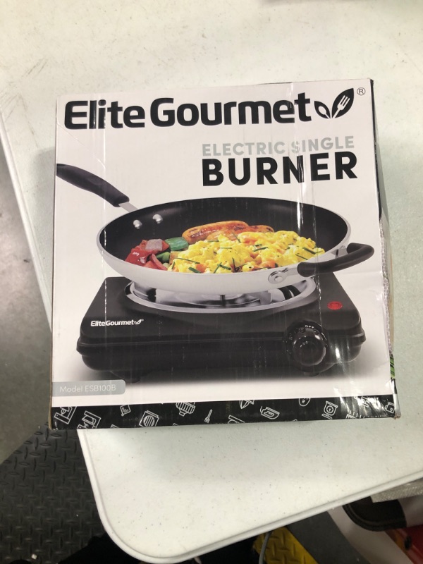 Photo 2 of Elite Gourmet ESB100B Countertop Single Coiled Burner Electric Hot Plate, Temperature Control, Indicator Light, Easy to Clean, Black
