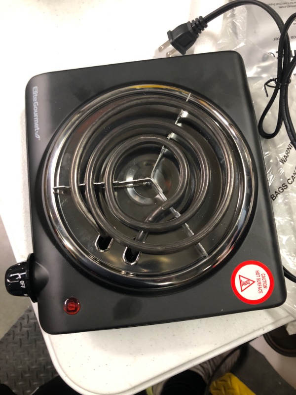 Photo 4 of Elite Gourmet ESB100B Countertop Single Coiled Burner Electric Hot Plate, Temperature Control, Indicator Light, Easy to Clean, Black
