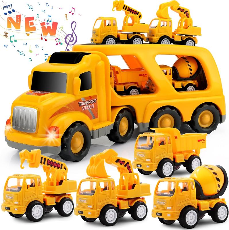 Photo 1 of Construction Truck Toddler Toys Car: Toys for 2 3 4 Year Old Boy 5 in 1 Carrier Toys for Kids Age 2-3 2-4 3-5 | 18 Months 2 Year Old Boy Christmas Birthday Gifts