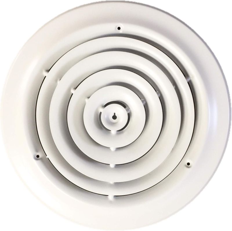 Photo 1 of 10" Round Ceiling Diffuser White Powder Coated with Outside Dimension of 14" Fitting in 10" Duct