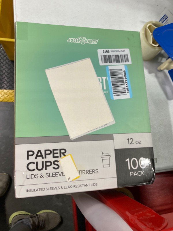 Photo 2 of [100 Pack] 12 oz Paper Coffee Cups, Disposable Paper Coffee Cup with Lids, Sleeves, and Stirrers, Hot/Cold Beverage Drinking Cup for Water, Juice, Coffee or Tea, Suitable for Home, Shops and Cafes White-12OZ