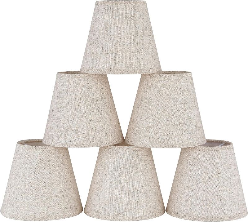 Photo 1 of 6pack Small Lampshades Clip On Bulb Fabric Lamp shade Bottom 5.9''x Top 3.54''xH 5.12'' for Chandeliers Wall Ceiling Table and Floor Lamps Beige Linen Color Eyes Protected Appearance