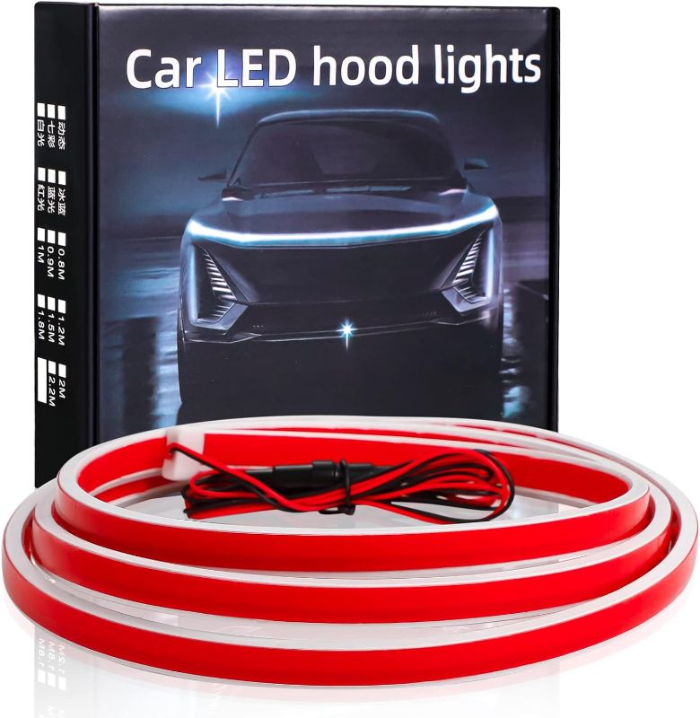 Photo 1 of 71 Inches Car Hood Light Strip,Dynamic Car LED Strip Light,Exterior Flexible Daytime Running Light Strip for Car,SUV (White Light)