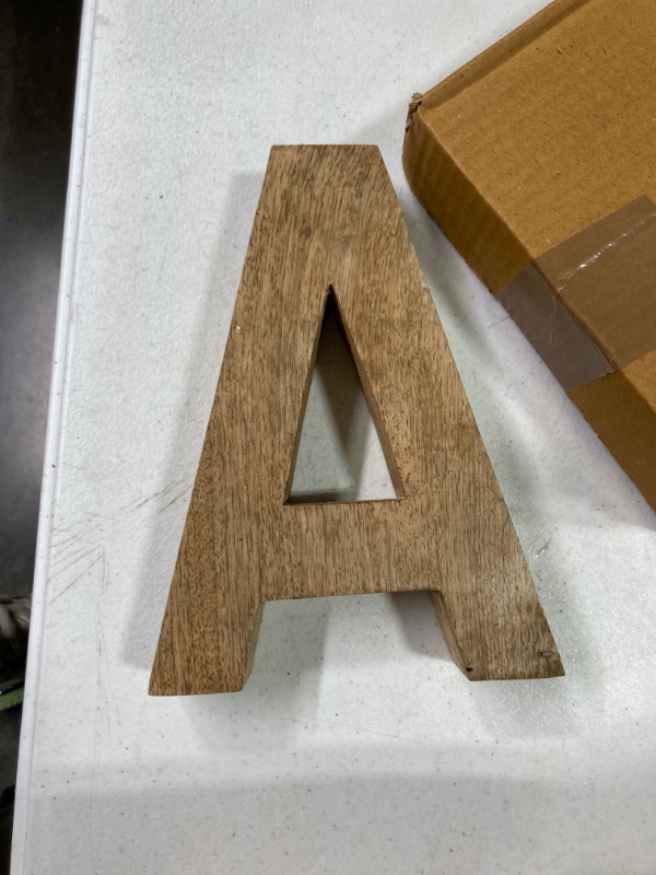 Photo 2 of 
8" Decorative Solid Block Wooden Letters Alphabets Words Natural Finished Wood Freestanding Shelf or Tableware Childrens Baby Names Initials For Bedroom Wedding Birthday Party Home Decor (Letter A)