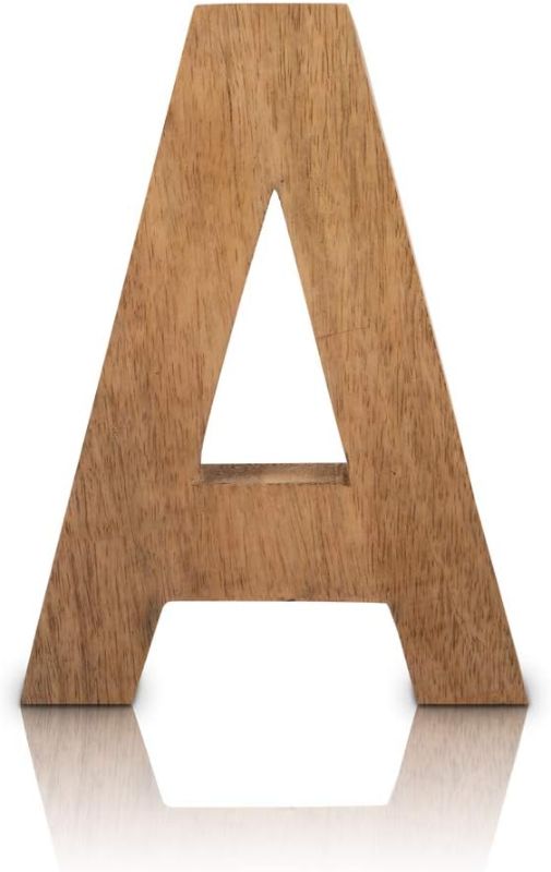 Photo 1 of 
8" Decorative Solid Block Wooden Letters Alphabets Words Natural Finished Wood Freestanding Shelf or Tableware Childrens Baby Names Initials For Bedroom Wedding Birthday Party Home Decor (Letter A)