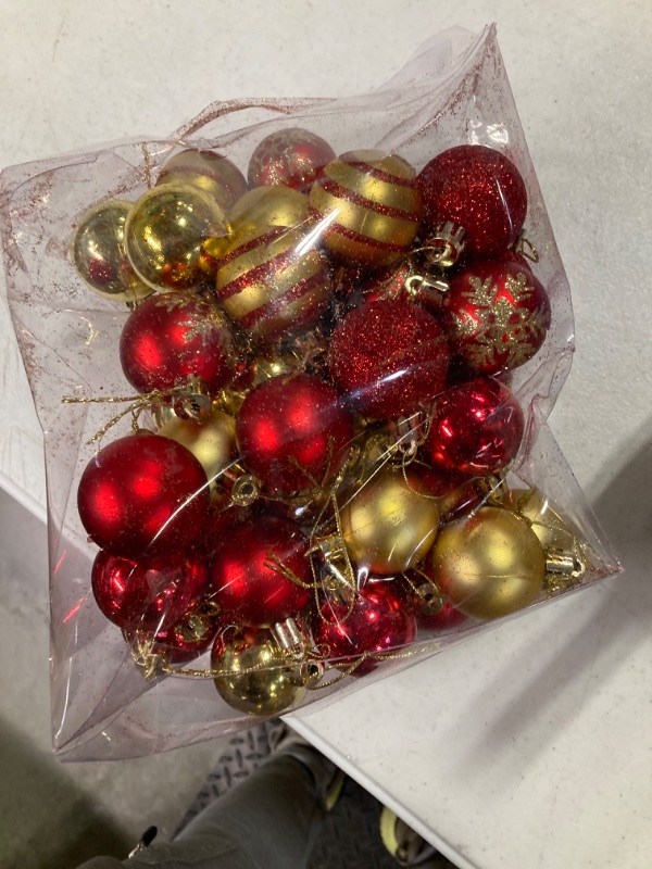 Photo 2 of 50pcs Christmas Balls 1.6" Christmas Tree Decoration Ornaments for Xmas Tree Holiday Wreath Garland Decor Ornaments, Red and Gold, 4cm 4cm / 1.6"