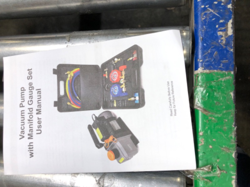 Photo 1 of Orion Motor Tech AC Vacuum Pump and Gauge Set, with 4CFM Vacuum Pump, Leak Detector, 3 Hoses Quick Couplers, Puncture and Self-Sealing Can Taps, AC Vacuum Pump Kit for R134a R12 R22 R502 Refrigerant