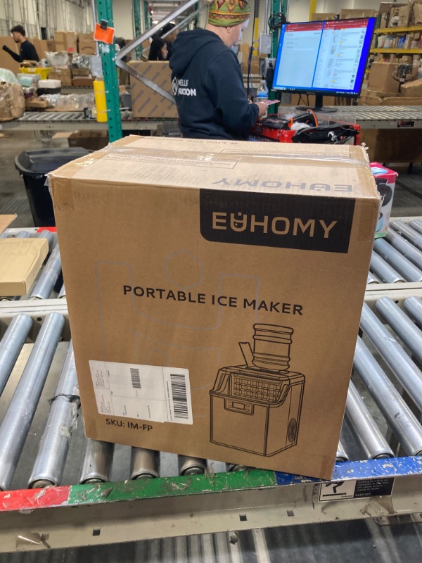 Photo 1 of ***NON FUNCTIONAL//SOLD AS PARTS*** 
EUHOMY Ice Cube Maker Machine Countertop, 2 Ways to Add Water, 45Lbs/Day 24 Pcs Ready in 13 Mins, Self-Cleaning Portable Compact, with Ice Scoop & Basket, Perfect for Home/Kitchen/Office/Bar