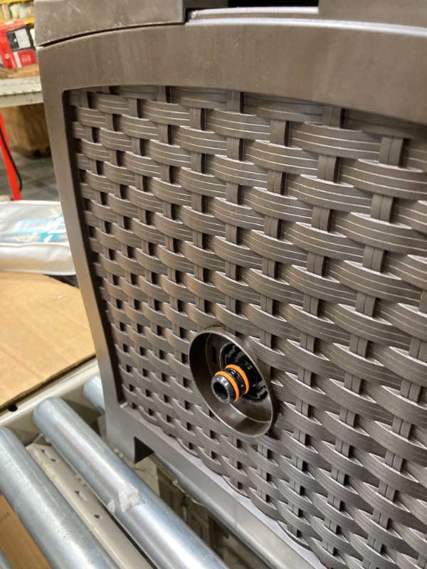Photo 1 of **missing handle** Suncast 225 ft. Wicker Style Resin Hose Hideaway with Hose Guide, Java 1 Pack