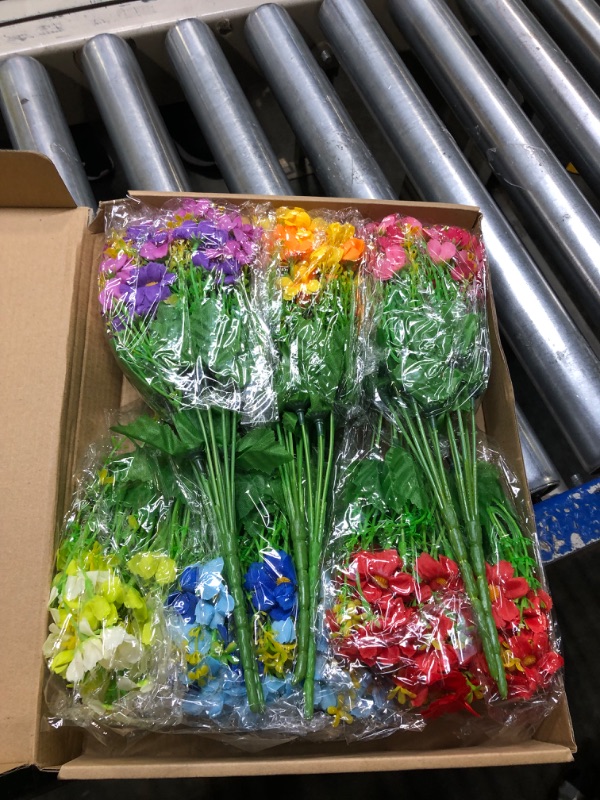 Photo 2 of 12 Bundles Artificial Fake Flowers for Outdoor Decoration