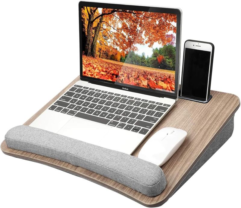 Photo 1 of ***opened but not used**HUANUO Portable Lap Laptop Desk with Pillow Cushion, Fits up to 15.6 inch Laptop, with Anti-Slip Strip & Storage Function for Home Office Students Use as Computer Laptop Stand, Book Tablet
