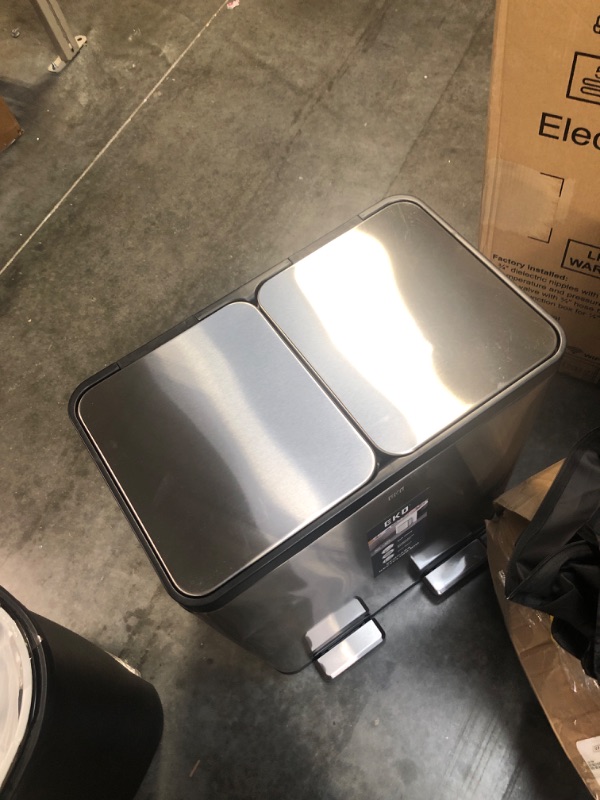 Photo 3 of ***NON FUNCTIONAL*** 
SIMPLI-MAGIC 60 Liter / 16 Gallon Rectangular Hands-Free Dual Compartment Recycling Kitchen Step Trash Can with Soft-Close Lid, Brushed Stainless Steel