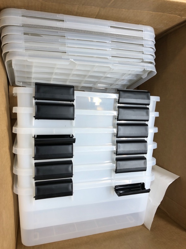 Photo 3 of  Plastic Storage Box with Lid, Black Latching Bins, 6 Packs