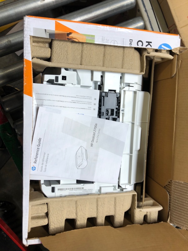 Photo 1 of HP DeskJet 2755e Wireless Color All-in-One Printer with bonus 6 months Instant Ink (26K67A), white