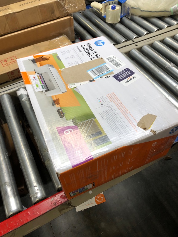 Photo 1 of HP DeskJet 2755e Wireless Color All-in-One Printer with bonus 6 months Instant Ink (26K67A), white