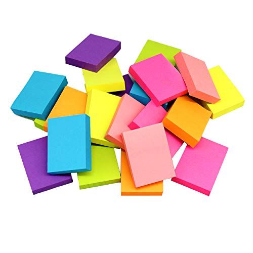 Photo 1 of Sticky Notes 1.5x2 Inches, Bright Colors Self-Stick Pads, 24 Pack, 75 Sheets/Pad,1800 Sheets