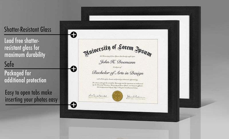 Photo 1 of 
Americanflat 11x14 Diploma Frames in Black - Set of 2 - Certificate Frame Displays 15x12 inch Frame Without Mat - Engineered Wood Frame with Shatter-Resistant Glass