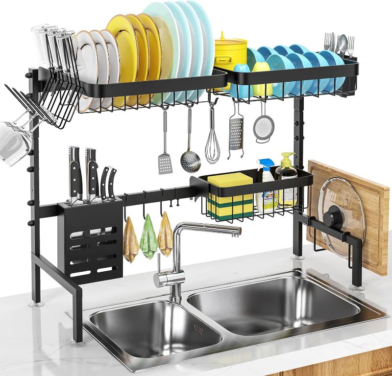 Photo 4 of 
MERRYBOX Over The Sink Dish Drying Rack Adjustable Length (25-33in), 2 Tier Dish Rack Over Sink with Multiple Baskets Utensil Holder Cup Holder, Large Dish Rack for Kitchen Sink Organizer