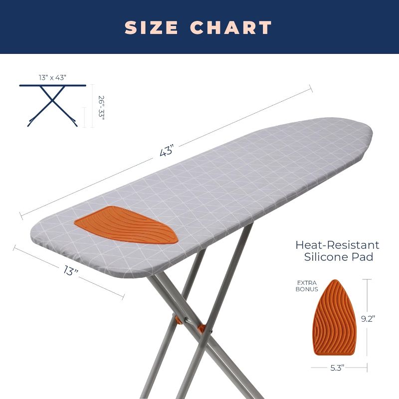 Photo 1 of Ironing Board, Compact and Space Saver Patented Ironing Board with Extra Thick Heavy Duty Padded Cover, Height Adjustable, Easy Storage with Smart Hanger and Lightweight Design 