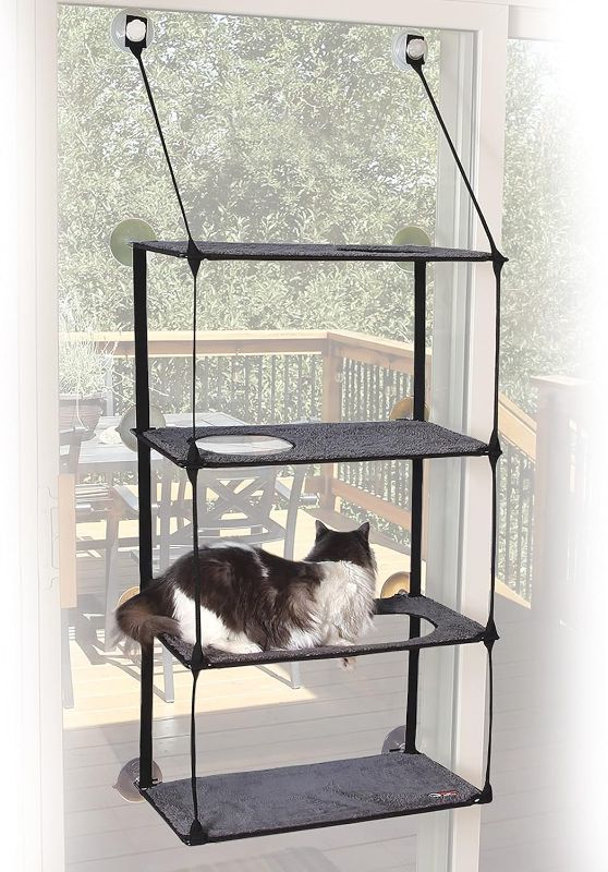 Photo 1 of 
K&H Pet Products EZ Mount Window Sill Cat Bed, Cat Window Hammock, Sturdy Cat Window Perch for Large Cats, Cat Window Bed Cat Furniture, Cat Hammock for Window Cat Perch Cat Shelf - Quad Stack Gray