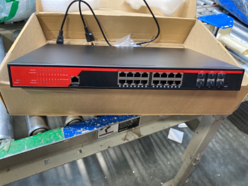 Photo 3 of 22 Port 2.5G Managed Layer 3 Network Switch, 16 x 2.5 Gigabit Base-T Ports, 6 x 10 Gigabit SFP Switch, Ethernet Switch, Smart Switch, Flexible DHCP/VLAN/MAC/ACL/QoS/SNMP V1/V2/V3/IGMP