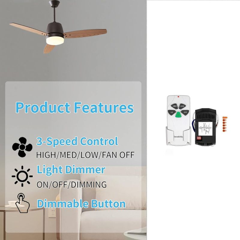 Photo 1 of 2-Pack Universal Ceiling Fan Remote Control Kit with Light Dimmer 3-Speed Ceiling Fan Replacement for Hampton Bay/Hunter/Harbor Breeze/Westinghouse/Honeywell KUJCE9103 CHQ8BT7030T CHQ7030T UC7030T FAN