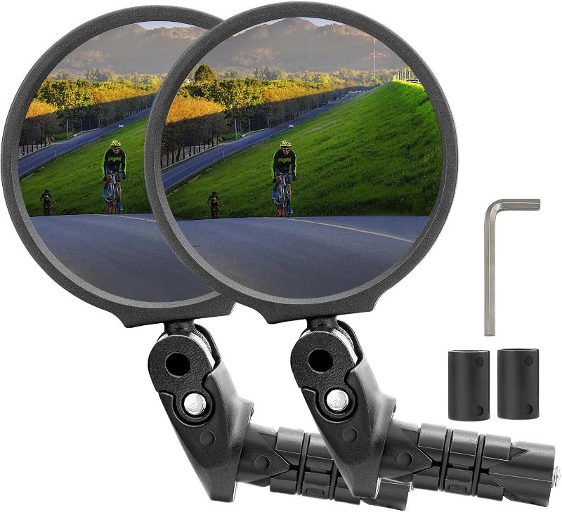 Photo 1 of Arkham Bike Mirror 2PCS, HD Stainless Steel Lens Bar End Bicycle Rearview Mirror 360?Rotatable, Universal for Left and Right 0.58-0.9” Handlebars Mountain Road Ebike