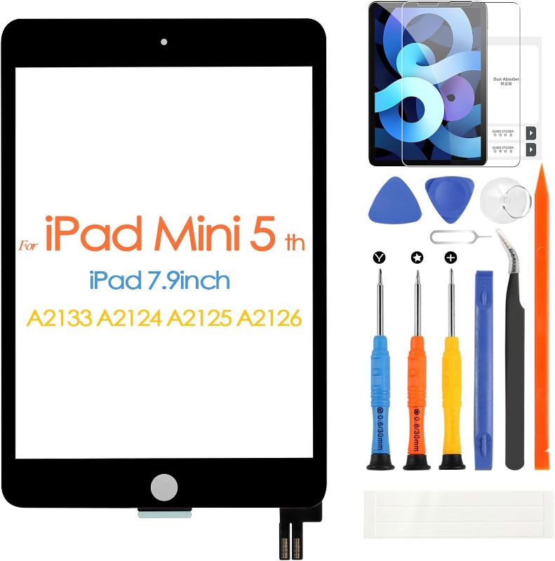 Photo 4 of for iPad Mini 5 2019 Touch Screen Digitizer for iPad Mini 5 2019 7.9 inch A2124 A2125 A2126 A2133 Screen Replacement Glass Panel with Repair Kit (not LCD Display)