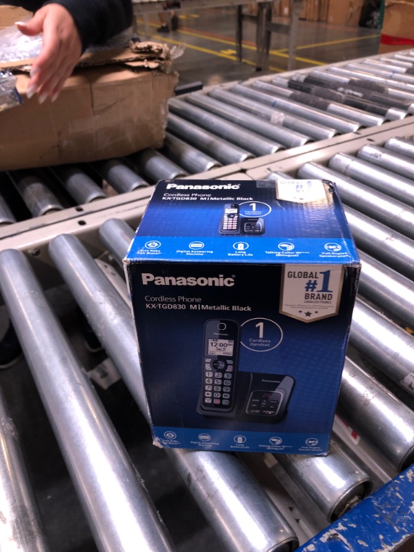 Photo 1 of Panasonic Cordless Phone with Call Block and Answering Machine, Expandable System with 1 Handset - KX-TGD830M (Metallic Black)