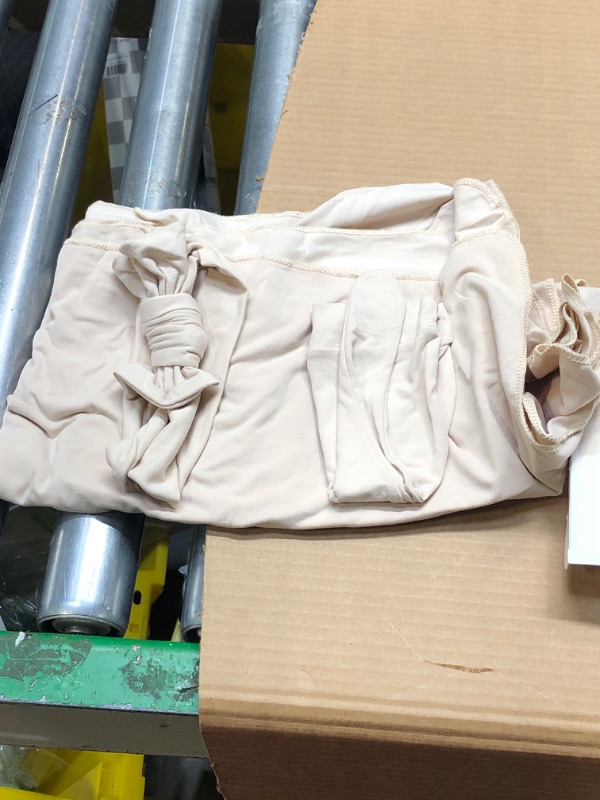 Photo 1 of ***MISSING PARTS****Konssy Baby Girl Newborn Receiving Blanket with Matching Headband and Beanie Set Baby Swaddle Nursery Swaddle Wrap(Beige)