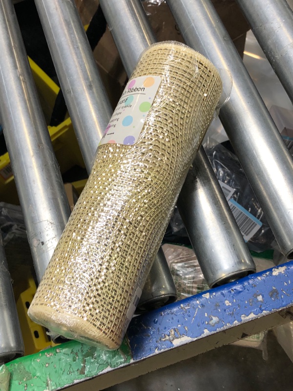 Photo 1 of MEEDEE Gold Mesh Ribbon Gold Deco Mesh Ribbon 10 Inch Wide Gold Mesh Ribbon for Christmas Tree Metallic Mesh Roll Decorative Gold Mesh Ribbon for Wreaths Garland Swag Basket Craft Supplies (30 Feet) Gold Champagne 10 inch
