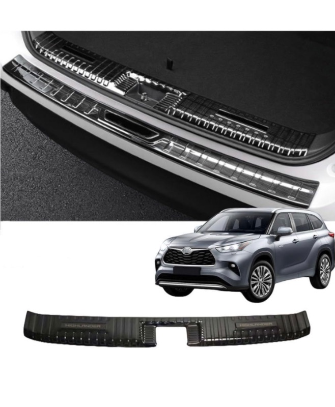 Photo 1 of 1PC Black Color Rear Inside Bumper Sill Plate Guard Cover Trim Door Tailgate Trunk Lid Protection Fit for Highlander 2021 2022 2023