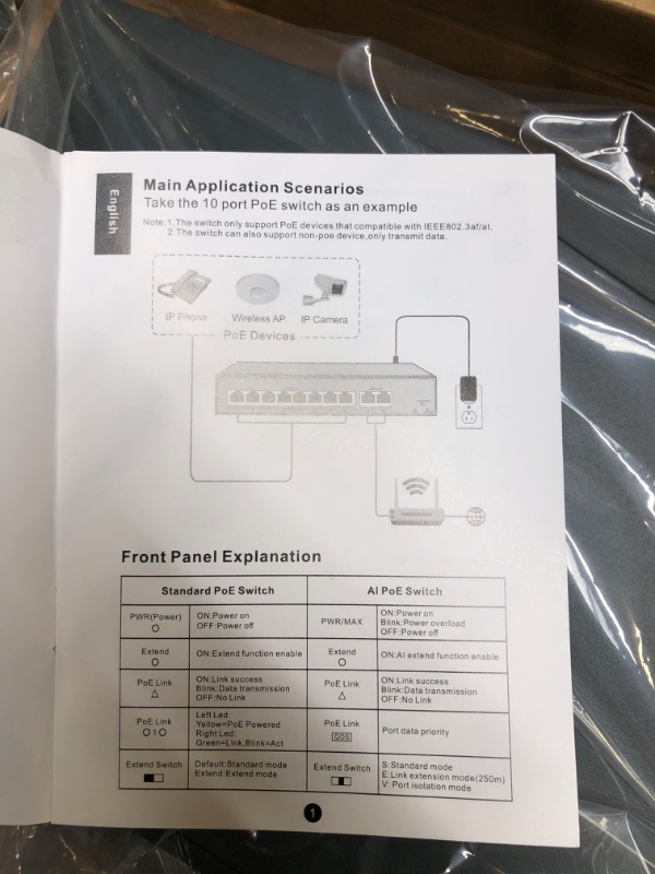 Photo 3 of 24 Port Gigabit Ethernet PoE Switch with 2 Uplink Gigabit Port & 2 SFP Port, YuanLey Unmanaged 24 Port PoE+ Network Switch, Rackmout, Build in 400W Power, Support 802.3af/at, Plug and Play 28 Port | 24*PoE+ (1000Mbps)(400w)