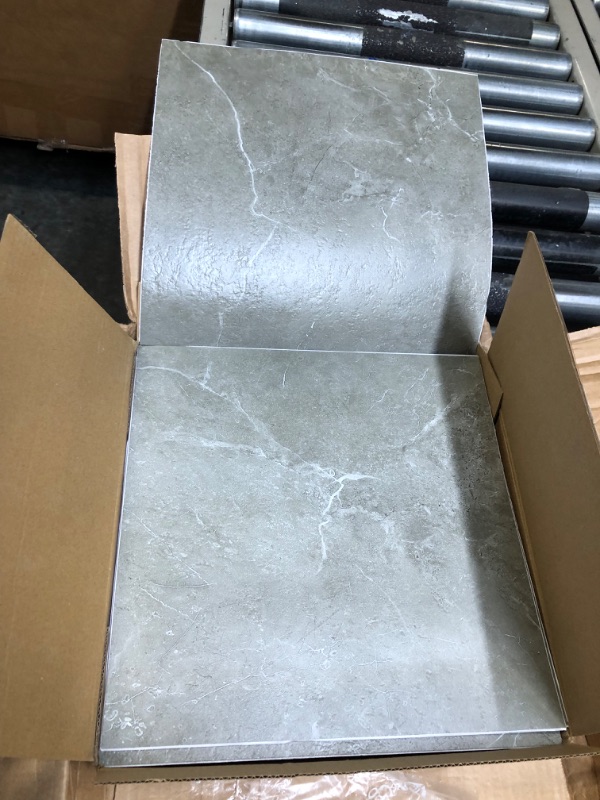 Photo 1 of 48 Pieces Vinyl Flooring Peel and Stick Floor Tile Stick on Floor Tile Self Adhesive Waterproof Bathroom 12 x 12 Inch Floor Tile for Bathroom Kitchen Bedroom Living Room (Gray Marble)