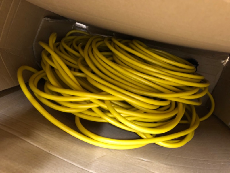 Photo 2 of 200FT 12AWG Heavy Duty Extension Cord, Bright Yellow, Weatherproof Outlet Cover and Screw Connector, Velcro Tape and Waterproof Box Included, 12/3 SJTW Outdoor Extension Cord, ETL Safety Certified Yellow 200FT