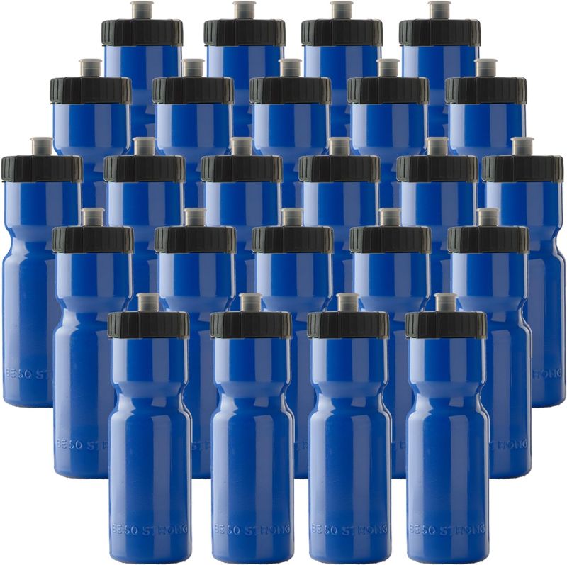 Photo 1 of 50 Strong Bulk Water Bottles | 24 Pack Sports Bottle | 22 oz. BPA-Free Easy Open with Pull Top Cap | Made in USA | Reusable Plastic Water Bottles for Adults & Kids | Top Rack Dishwasher Safe
