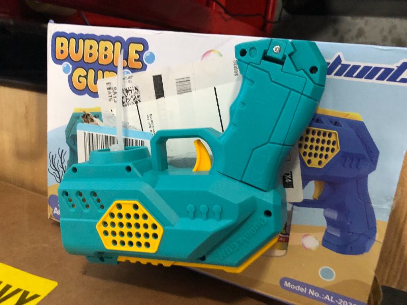 Photo 2 of 2-Pack Bubble Gun Machine for Kids: Automatic Bubble Gun for Toddlers with Rich Bubbles & LED Light - 10 Hole Non-Dipping Handheld Bubble Gun Blaster Blue and Green