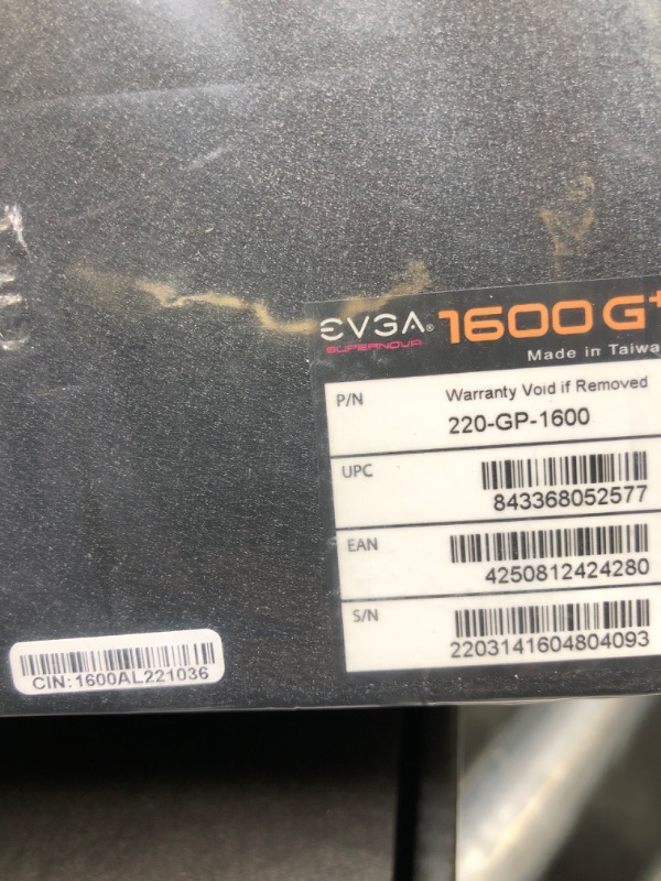 Photo 1 of EVGA Supernova 1600 G+, 80+ Gold 1600W, Fully Modular, 10 Year Warranty, Includes Free Power On Self Tester, Power Supply 220-GP-1600-X1
