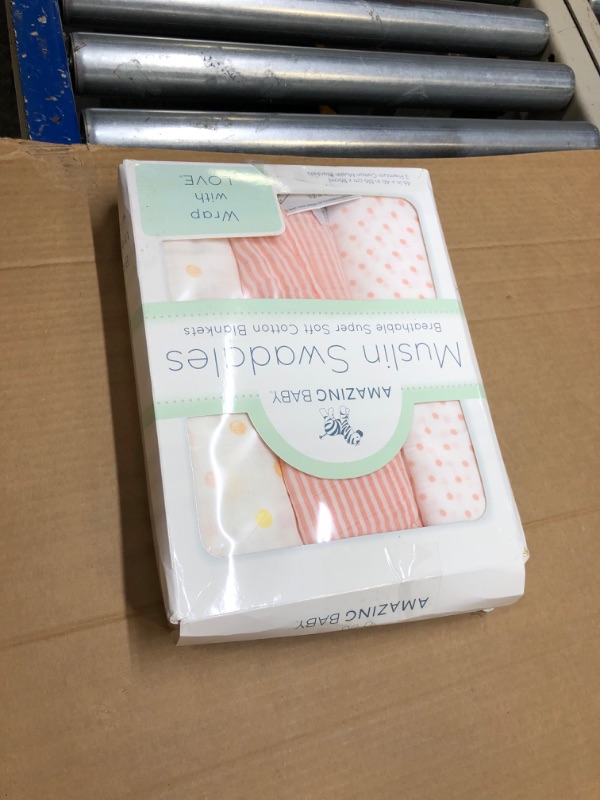 Photo 1 of Amazing Baby Muslin Swaddle Blankets for Baby Girls, Newborn Receiving Blanket for Swaddling Baby Girls, 100% Cotton Baby Swaddle Wrap, Set of 3, Pink Party, Rose Quartz