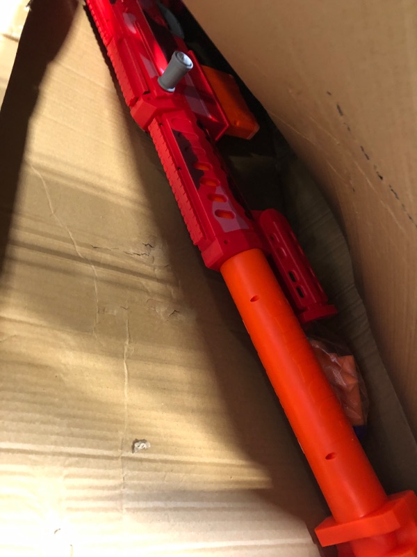 Photo 1 of ***FOR PARTS ONLY - MISSING SCOPE AND DOESNT SHOOT BULLETS*** 

NERF Fortnite Heavy SR Blaster, Longest Fortnite Blaster Ever, Removable Scope, Bolt Action, 6 Official Mega Darts, 6-Dart Clip Frustration Free Packaging