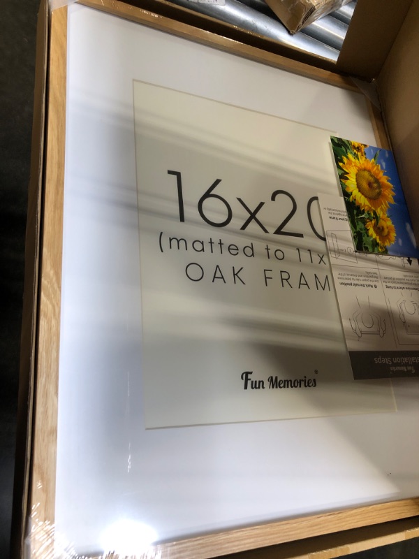 Photo 3 of 16x20 Picture Frame for Wall, Solid Oak Wood 16x20 Frame Matted to 11x14, 16"x20" Poster Frames with Real Glass, Natural Wood 20 x 16 Frames Art Frames for Wall Decor, 3 Pack
