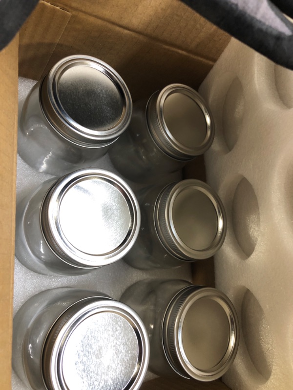 Photo 3 of [6 Pack] 16 oz. Regular-Mouth Glass Mason Jars with Metal Airtight Lids and Bands for 1 Pint Canning, Preserving, & Meal Prep Regular Mouth 16 oz.