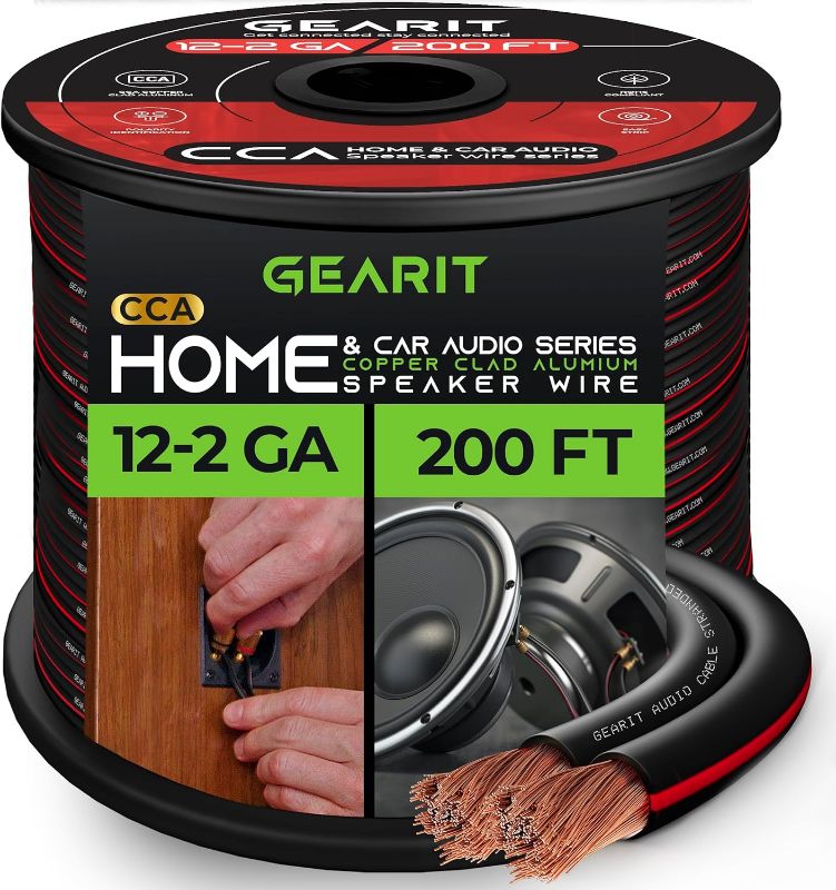 Photo 1 of 12AWG Speaker Wire, GearIT Pro Series 12 Gauge Speaker Wire Cable (200 Feet / 60.96 Meters) Great Use for Home Theater Speakers and Car Speakers, Black 4 pack
